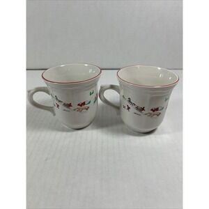 FARBERWARE - WHITE CHRISTMAS‎ - VINTAGE 1995 HOLIDAY Coffee Tea Cups Set 2